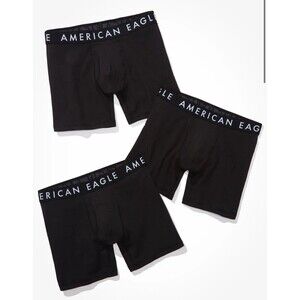 Size S Mens American Eagle Outfitters Solid 6" Regular Boxer Brief Black 3-Pack